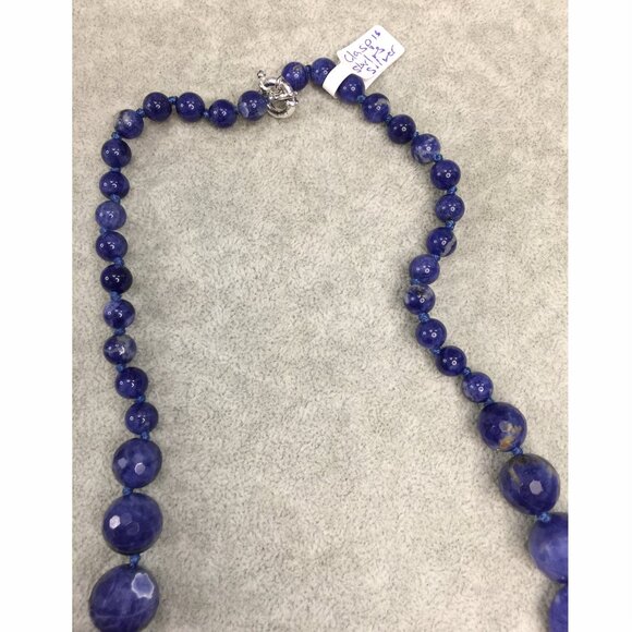 Natural Chunky Statement Sodalite Necklace with Sterling Silver Senorita Clasp - Picture 8 of 8